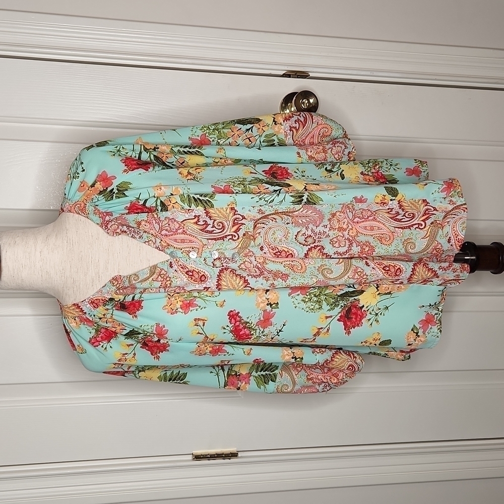 ANTHROPOLOGIE Fig and Flower Boho Peasant Blouse Size S - Picture 1 of 13